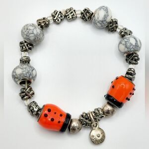 Sterling silver glass lamp work beaded bracelet